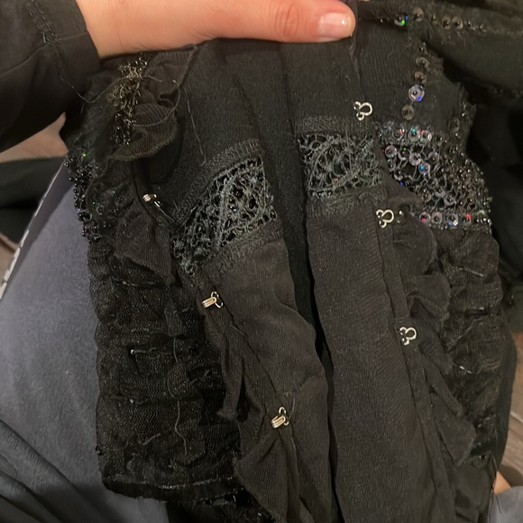 Women Black Faux Fur and Sequence Top Size M - Picture 5 of 5